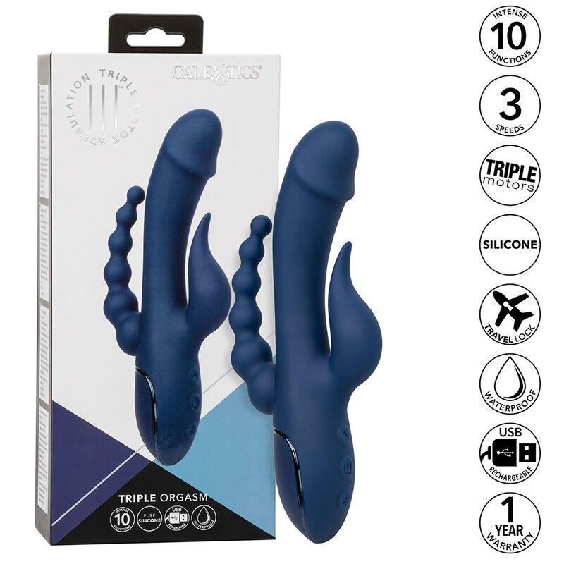 CALEXOTICS - VIBRADOR TRIPLO ORGASM AZUL - Image 2